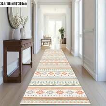 1pc Minimalist Bohemian Moroccan Long Runner Rug, Home Decor Carpet, Ins Style Rug, Hallway Rug, Long Carpet, Suitable For Living Room, Hallway, Bedroom, Kitchen, Entrance, Indoor, Walk-In Closet, Backyard, Soft And Comfortable Rug, Artistic Bedside Rug, Living Room Welcome Mat, Actual Size Smaller Than Image Due To Photo Effect. - Multicolor - View 2