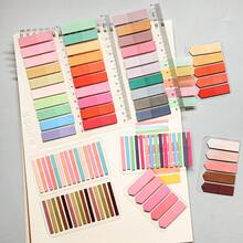 9 Sets 1 Pack Ultra-Thin Index Tabs PET Material Long Semi-Transparent Plastic Waterproof Fluorescent Color Series Marker Stickers Student Textbook Record Tabs With Ruler Reading Book Memo Stickers School Back To School Supplies Office Document Labels - Multicolor - View 1