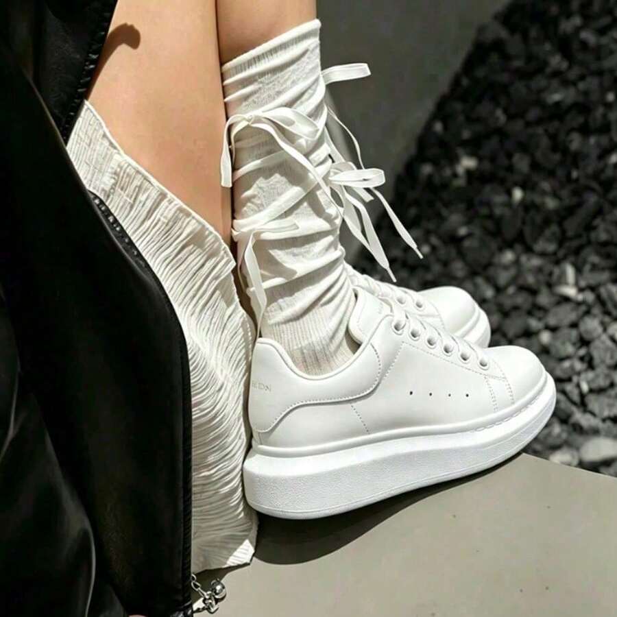 Women Wedge Sneakers - White Tail - View 1