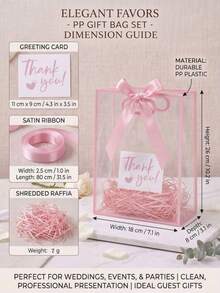 10/2pcs Transparent Pink PVC Gift Bags, Bow Ribbon Handle Waterproof Gift Bags, Bridesmaid Invitation Gift Bags, Wedding Favors, Birthday, Bachelorette Party Candy Packaging And Storage Bags - Pink - View 9