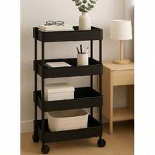 Storage Island & Carts - Black and White - View 8