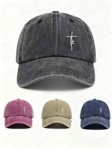 1pc Unisex Faith Printed Retro Baseball Cap Adjustable Design Perfect For Travel Parties Sun Protection And Outdoor Activities-It's A Gift Of Faith. - Multicolor - View 2