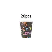 10/20/40pcs Neon Spray Paint Glow Party Tableware Set, Let's Glow Happy Birthday Blacklight Disposable 7-Inch And 9-Inch Paper Plates, Cups And Napkins, Blacklight Friendly Rainbow Ink Splatter Tableware, Suitable For Teenagers Glow Birthday Supplies - Multicolor - View 17