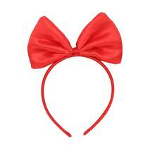 1pc Bright Red Satin Large Bow Headband, Sweet Princess Style Hair Accessory, Suitable For Birthday Party, Christmas Cosplay Costume - Multicolor - View 2