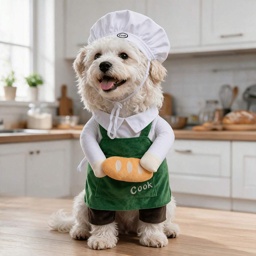 6pcs Pet Chef Costume Cosplay Dog Dress Up Clothes, Outfit + Hat Set, Dog Chef Costume For Small And Large Dogs, Cats, Teddy, French Bulldog, Golden Retriever, Funny Pet Transformation Outfit