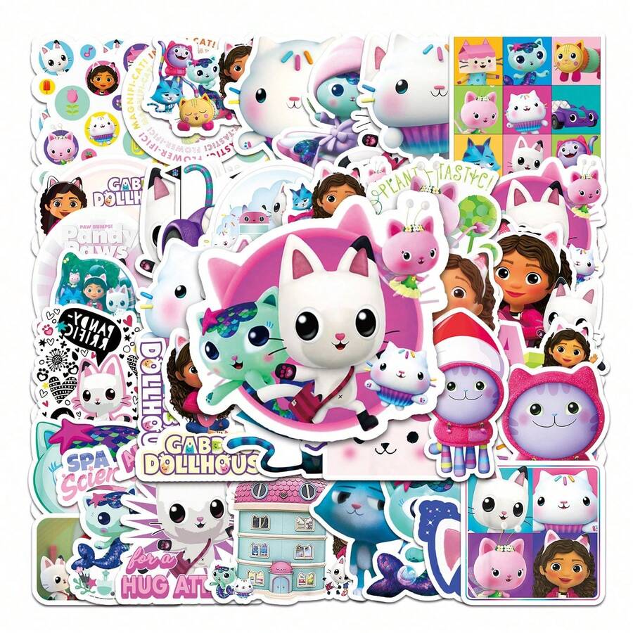 50pcs Gabi Dollhouse Graffiti Cross Border Cartoon Animation DIY Notebook Luggage Stickers Waterproof - Multicolor - View 1
