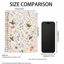 1pc A5 Dotted Inside Page Spiral Journal, Vintage Wildflower Christmas Print Notebook, Mixed Floral Holly Berry Botanical Pattern Writing Notepad, Holiday Gift - Multicolor - View 2