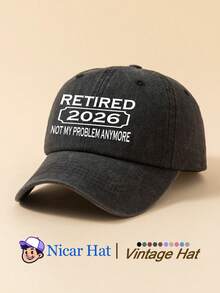 1pc Saudi Arabia Pattern Printed Vintage Washed Men's Baseball Cap With "RETIRED 2026 NOT MY PROBLEM ANYMORE", Lightweight Comfortable Adjustable Multi-Functional Trucker Hat, Unisex Suitable For Daily Wear, Outfit, Holiday Party And Other Occasions - A - View 3