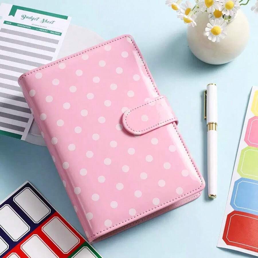 Diamond Rhinestone Pattern PU Leather Money Saving Book, With 3-Digit Combination Lock, With Transparent PVC Pocket Cash Storage Organizer, Portable Cash Bill Saving Challenge Book