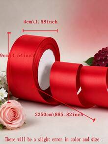 A Roll Of 4cm Wide Satin Ribbon Bow Hair Accessory Making Cake Baking Binding - Ribbon Roll - View 3