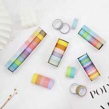 1 Box Washi Tape, Solid Color Paper Tape Set, Rainbow DIY Tape - Multicolor - View 2
