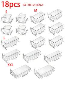 1/11/18/25/37pcs Transparent Drawer Storage Boxes, Multi-Size Freely Combinable, Material, Non-Slip Stackable Dividers, Cosmetic Stationery Kitchen Bathroom Miscellaneous Items Classification Storage, Multi-Scenario Universal, Suitable For Vanity, Kitchen, Bathroom, Desk, Organizing Cosmetics Stationery Miscellaneous Items - Multicolor - View 20