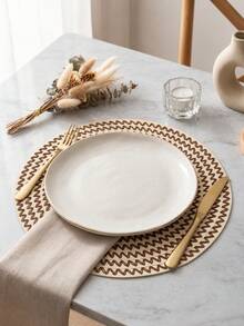 Round Woven Heat-Resistant Non-Slip Placemats, Kitchen Dining Table Mat Set (1/4/6/8pcs), 15 Inch, Washable, Easy To Clean, Heat Insulation, Decorative Placemats, Multiple Colors Available, Table Mat, Wrinkle-Resistant Placemats, Suitable For Birthday, Christmas, Halloween And Other Occasions - Brown - View 6