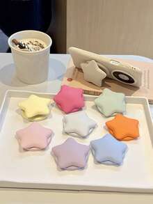 Creamy 3D Star Magnetic Phone Stand, Minimalist Solid Color Pentagram Magnetic Holder, Girly Style Desktop Rotating Slouchy Phone Case Back Sticker - Multicolor - View 2