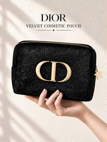 Dior 黑色透視蕾絲網格化妝收納包，透明拉鍊化妝包，便攜旅行盥洗用品收納袋，適用化妝品與美容必需品 - 黑色 - 查看 1
