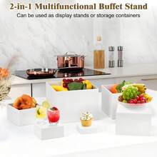 1/6 Pcs Acrylic Buffet Display Stand, Food Display Riser, For Buffet Table, Hollow Bottom Dessert Cube Box, White Cube Tabletop Storage Rack Organizer, For Party, Wedding And Other Holiday Dessert And Cake Display - Multicolor - View 4