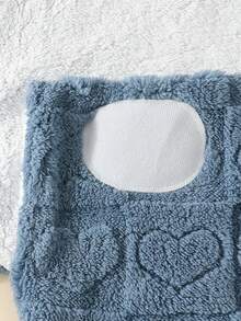 1件裝新生兒卡通圖案雙層毛絨嬰兒包巾毯，適用於居家與戶外使用 - 藍色愛心 - 查看 9