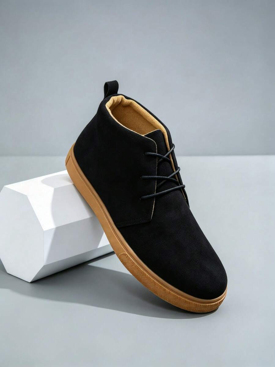 Men's Fashion Minimalist Casual Sports Sneakers High-Top All-Season - Black - View 1