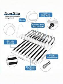 Multi-Layer Foldable Hanging Pants Organizer/Drying Rack, Fashionable Minimalist Black Stainless Steel Multi-Functional Multi-Layer Foldable Storage Rack, Equipped With Anti-Slip Tubes And Hanging Holes, Suitable For Organizing Various Sizes Of Pants/Ties/Women's Bras/Towels, Anti-Slip And No Marks, Space-Saving, Convenient And Practical - Multicolor - View 8