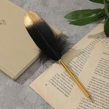 1pc European Vintage British Style Gold Quill Pen, Calligraphy Writing Tool, Suitable For Wedding, Christmas Party, Teacher, Student And Other Occasions, Victorian Literature Theme Decoration - Ballpoint Pen - View 3