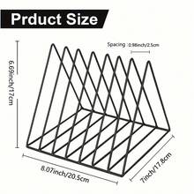 Magazine Rack, Office Bookshelf, Rotating Iron Bookshelf/Bookend, Vinyl Record Storage Rack, 7-Slot Metal Magazine/Record Display Stand, Stylish Triangular Desktop Document Organizer (Suitable For Home Offices) - Multicolor - View 10
