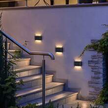 Outdoor Solar Wall Washer Light, 10 LED Beads, Cold White And Warm Light Versions Available, Up-Down Dual-Directional Lighting Design, Dual-Directional Diffuse Light On Wall, Creating Exquisite Soft Wall Washing Effect. Solar Integrated Design, Absorbs Sunlight And Stores Energy During The Day, Intelligent Light Control Sensor, Automatically Lights Up At Night, No Wiring Required, Installation Position Unrestricted. Sturdy Lamp Body Suitable For Outdoor Use, Can Be Fixed On Fences, Yard Gates, Terraces, Garden Walls. - Up-and-down Wall Sconce - View 6