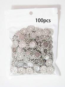 500/100/30pcs/Pack, 13.8mm Large Size Double Layer Sunflower Rhinestone, White Rhinestone Pearl Silver Base Sew-On Rhinestone, DIY Clothing Decoration Accessories - 13.8mm Sunflower - View 9