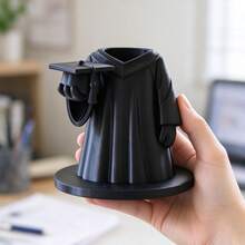 Creative Graduation Dress Doll 3D Printed Storage Tube, Niche Commemorative Pen Holder, Can Store Makeup Brushes, Student Desk Atmosphere Desktop Art Decor - Black - View 6