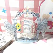 1pc-Angel Wing Arch Acrylic Photo Frame Stand, Gothic Cross Rose Design Card Display Holder-Cute Anime Style Tabletop Picture Stand-Room Decor-Christmas Decor-Christmas Home Decor-Toys For Adults Women-Tabletop Photo Holder - Multicolor - View 10