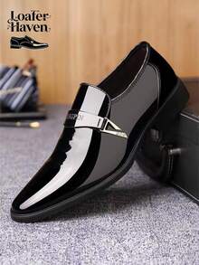 38-44 Plus Size Men's Business Office Dress Shoes, Slip-On Loafers With Anti-Slip Sole, British Style Groom Shoes, Suitable For Daily Commute, Wedding, Suit Party And Work - 3331 Black - View 4