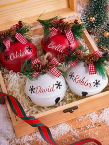 Personalized Jingle Bell Christmas Ornament, Pine Cone Decor, Family Keepsake,Christmas Gifts - Christmas Bells - View 7