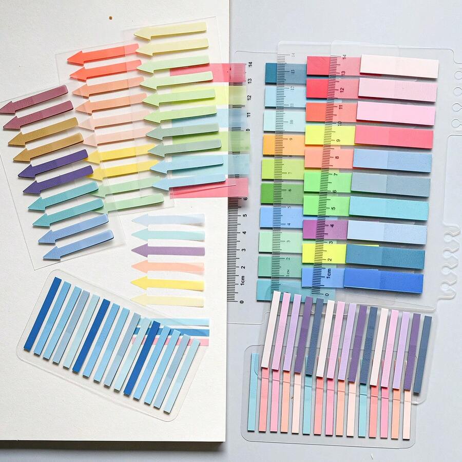 9 Styles Combination 1 Set Multi-Shape Index Labels PET Semi-Transparent Wine Red Series Marker Stickers Student Textbook Record Stickers Reading Notebook Message Stickers School Back To School Supplies Ultra-Thin Index Tabs Back To School Season School Supplies - one-size - View 1