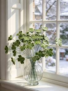 8pcs "Luck, Hope, Faith & Love" Handmade Ceramic Clover, Lucky Ceramic Flower, Handmade Pottery, Never Fade, Eternal Ceramic Flower, Indoor/Outdoor Home Decor (1/6/8/12pcs) - Four-leaf Clover - View 5