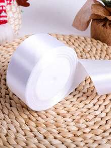 1 Roll 4cm*2200cm Wide White Satin Ribbon, Suitable For DIY Roses, Cake Decoration, Gift Wrapping, Wedding, Birthday Party Decoration, Christmas, Holiday Gifts, Valentine's Day And Other Occasions. - White - View 6