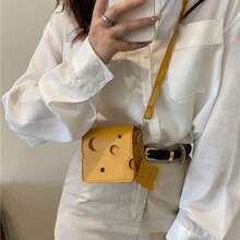 1pc Mini Cheese Crossbody Bag, Creative Hollow Cheese Square Small Bag With Adjustable Shoulder Strap, Can Hold Lipstick, Earphones, Coins, Suitable For Daily Carry, Birthday Gift, Thanksgiving Gift, Christmas Gift - Multicolor - View 7