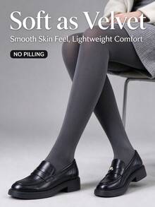 Slimming Solid Color Women's Velvet Tights, High Elasticity, Anti-Snagging, Anti-Pilling, Suitable For Daily Office Commute Wear - Multicolor - View 1