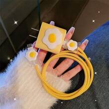 3D 蛋形圖案充電頭保護套，數據線防斷裂，適用於 iPhone 12/13/14/15/16 與 20W 快充充電器，數據線固定器，防斷線，TPU 充電頭保護套 - 彩色 - 查看 5