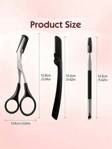 3PCS Eyebrow Trimming & Shaping Tool Set, Eyebrow Scissors, Men & Women , 2-In-1 Eyebrow Comb & Brush Set, Equipped With Fine Comb Eyebrow Scissors, Folding Eyebrow Scraper, Professional Eyebrow & Eyelash Trimming Tools. Portable. Essential Eyebrow Makeup Tools. - Multicolor - View 6