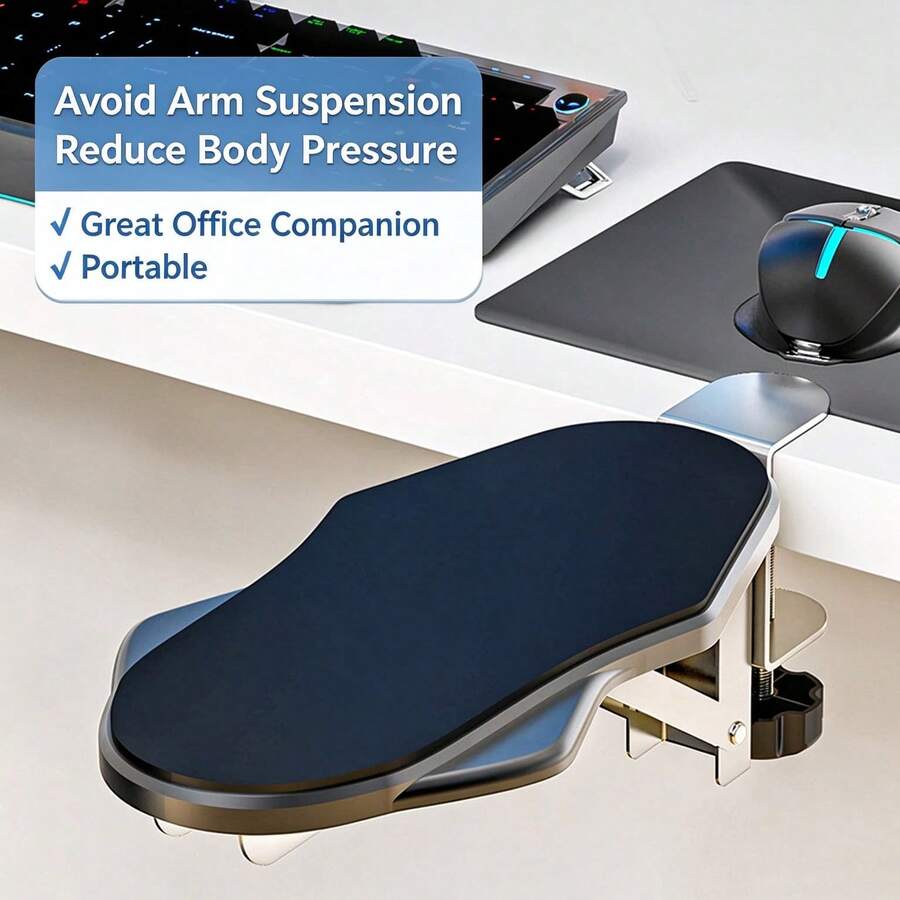 Adjustable Table Clamp Arm Rest, 180° Rotating Ergonomic Elbow Support, No-Drill Desk Extension Hand Rest For Home Office
