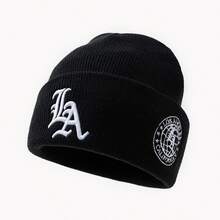Unisex Fashionable Reversible A Letter Embroidered Knit Beanie, Suitable For Autumn/Winter Daily Wear And Warmth - A - View 6