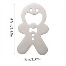 Gingerbread Man Bottle Opener, Stainless Steel Beer Bottle Opener, Christmas Theme Cute Beverage Opener, Suitable For Home Bar Party Gift - Silver - View 6