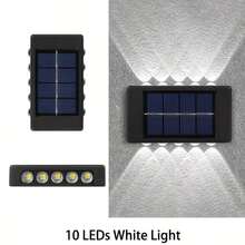 Outdoor Solar Wall Washer Light, 10 LED Beads, Cold White And Warm Light Versions Available, Up-Down Dual-Directional Lighting Design, Dual-Directional Diffuse Light On Wall, Creating Exquisite Soft Wall Washing Effect. Solar Integrated Design, Absorbs Sunlight And Stores Energy During The Day, Intelligent Light Control Sensor, Automatically Lights Up At Night, No Wiring Required, Installation Position Unrestricted. Sturdy Lamp Body Suitable For Outdoor Use, Can Be Fixed On Fences, Yard Gates, Terraces, Garden Walls. - Up-and-down Wall Sconce - View 13