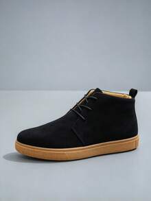 Men's Fashion Minimalist Casual Sports Sneakers High-Top All-Season - Black - View 4