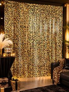 1/2/3/4/5pcs Leopard Print Tassel Curtain, Wild Party Backdrop, Unique Leopard Pattern Design, 1M*2M Large Size, High Density Tassel Drape Effect, Suitable For Various Occasions Such As Halloween, Valentine's Day, Jungle Theme Party, Singles Party, Animal Party, Graduation Party, Anniversary, Restaurant Decor, Wedding Decor - Multicolor - View 8