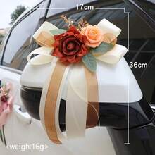1-Piece Rose Flower Rearview Mirror Decoration, Floral Wedding Car Suction Cup Flowers, Wedding Scene Decoration, Stair Railing, Corridor Door Handle Bow Rose Decoration - Car Mirror Flower - View 10