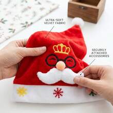 1PC Unisex Christmas Hat With Snowflake And Santa Claus Pattern, Christmas Costume Wear - Red - View 4