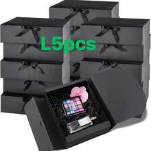 10-4pcs Black Gift Box With Lid, Groomsman Proposal Box, Luxury Black Gift Box With Ribbon For Wedding Box, Birthday Box, Party Box, Christmas Box, Bridesmaid Box, Graduation Gift, Valentine's Day Gift Box - Black - View 15