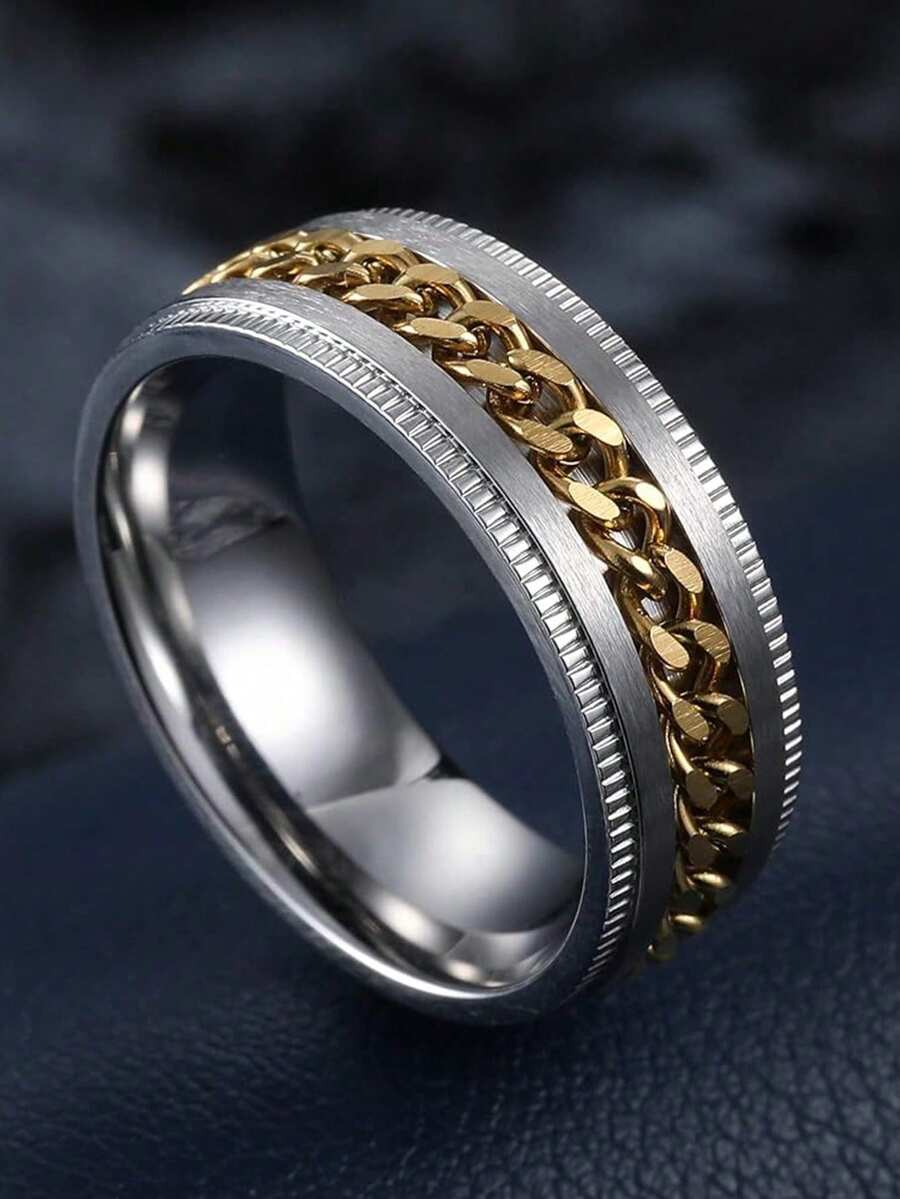 1件女性迷人戒指,婚禮訂婚派對珠寶,情人節禮物 - 銀色+金色 - 查看 1