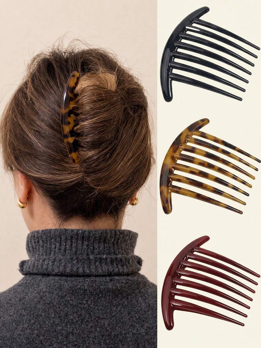 3/1pc French Hair Comb, Women's Bun Styling Tool, INS Style, All-Season Essential, Commute/Date/Daily Fashion Hair Accessory, Bun Extension