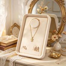 1pc French Vintage Luxury Jewelry Tray, Leather Suede Necklace Ring Earring Bracelet Selection Tray, Jewelry Storage Display Prop - Multicolor - View 8